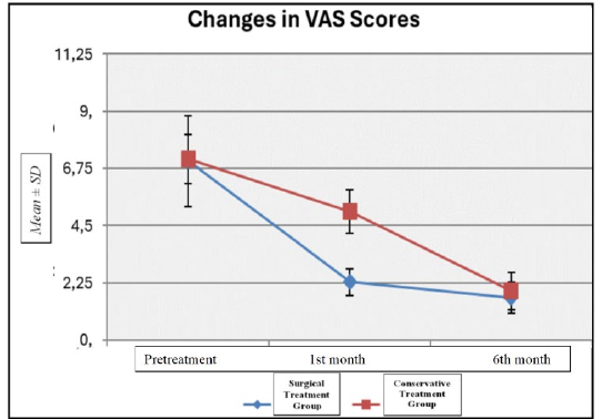 图2:各组VAS分数的变化(VAS:视觉模拟分数)